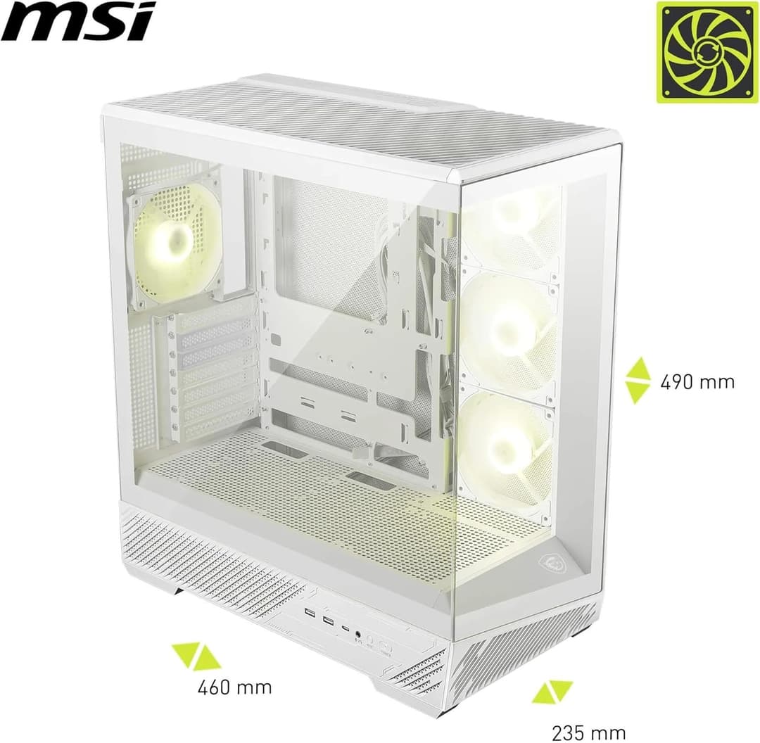 MSI MAG PANO 130R PZ ARGB Tempered Glass Mid Tower Gaming PC Case - White - Image 7