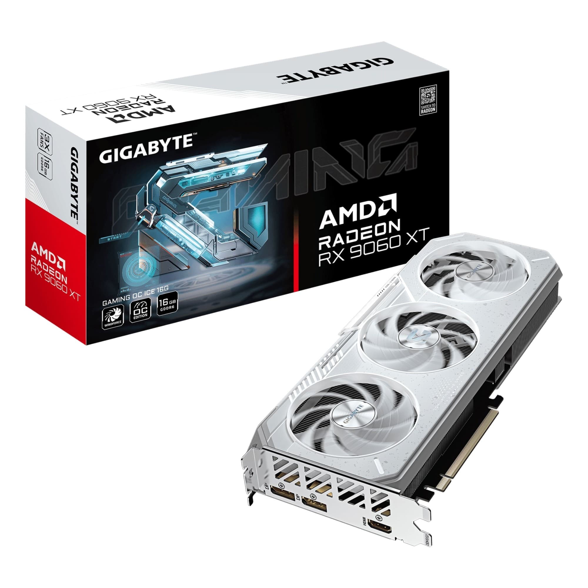 Gigabyte Radeon RX 9060 XT Gaming OC 16GB GDDR6 PCIe 5.0 Graphics Card - ICE White
