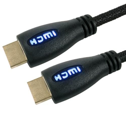 Cables Direct 1m Nylon Braided HDMI 1.4 High Speed with Ethernet Cable with Blue LED Illuminated Connectors - Image 2