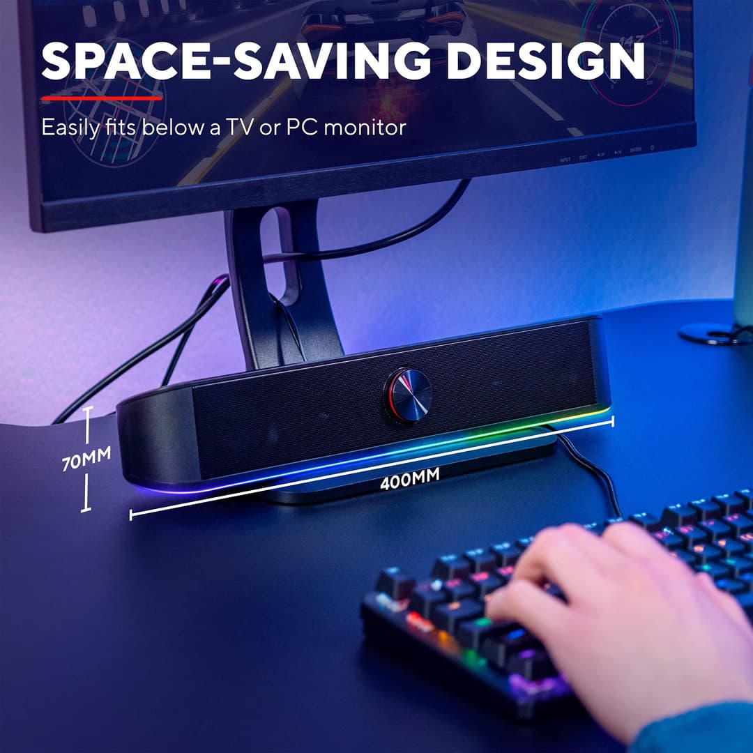 Trust Gaming GXT 619 Thorne RGB Illuminated Soundbar - Black - Image 3