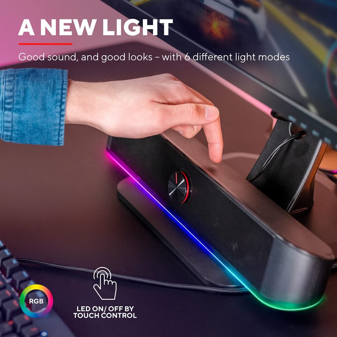 Trust Gaming GXT 619 Thorne RGB Illuminated Soundbar - Black - Image 4