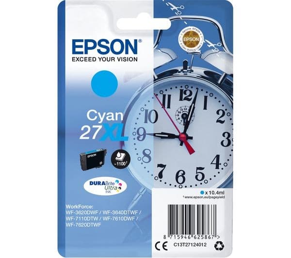 EPSON Alarm Clock 27XL Cyan Ink Cartridge - Image 1