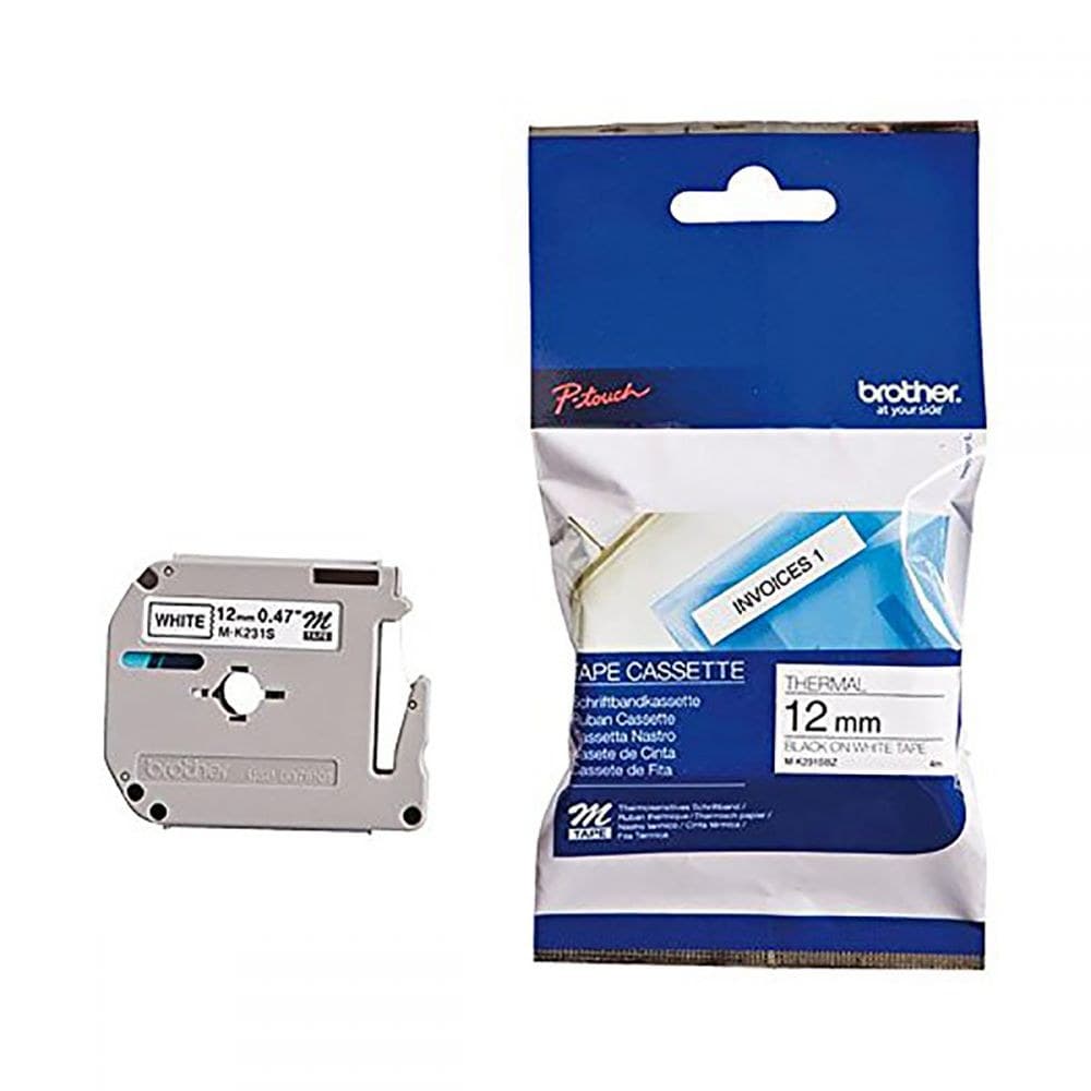 BROTHER MK231SBZ Black on White 4M x 12mm Plastic Tape - Image 1