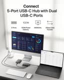Belkin USB C Hub, 5-Port Hub w/ 4K HDMI Display @ 60Hz, 100W Power Delivery, Fast Data Transfer 5Gbps, USB C Multiport Adapter for MacBook, iPad Pro, Chromebook, & More - Upgraded HDMI 2.0 - Grey thumbnail 4