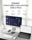 Belkin USB C Hub, 5-Port Hub w/ 4K HDMI Display @ 60Hz, 100W Power Delivery, Fast Data Transfer 5Gbps, USB C Multiport Adapter for MacBook, iPad Pro, Chromebook, & More - Upgraded HDMI 2.0 - Grey thumbnail 5