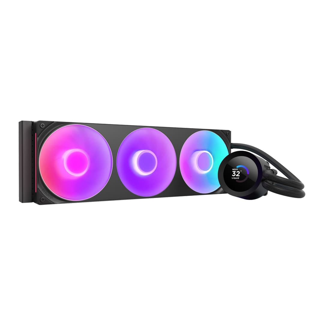NZXT Kraken Plus 360mm ARGB  Intel/AMD AIO CPU Liquid Cooler w/ 1.54" LCD - Black - Image 1