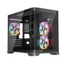 1st Player UV6 Tempered Glass Micro ATX Gaming Case - Black with 3 RGB Fans thumbnail 1