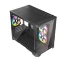 1st Player UV6 Tempered Glass Micro ATX Gaming Case - Black with 3 RGB Fans thumbnail 4