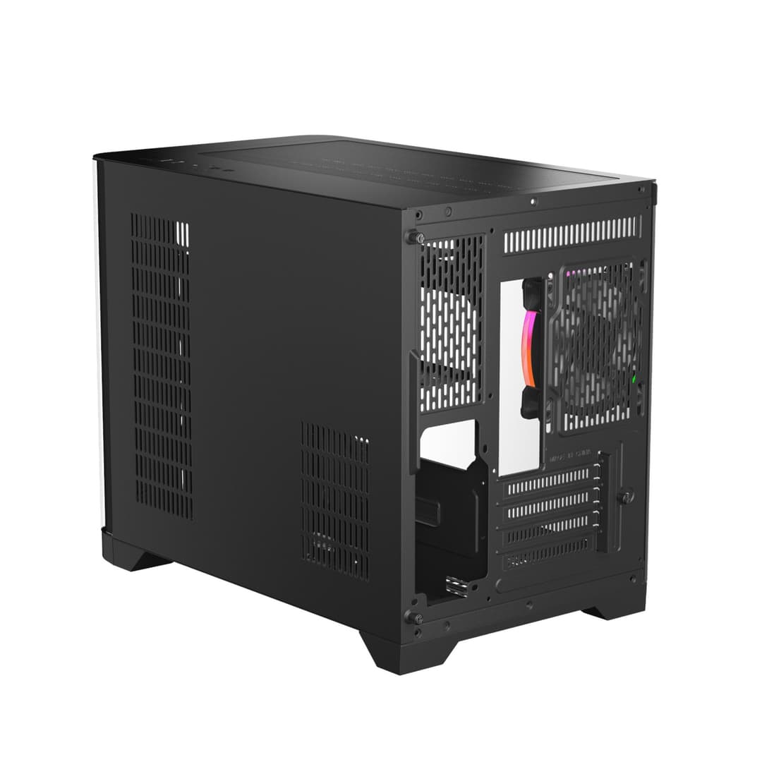 1st Player UV6 Tempered Glass Micro ATX Gaming Case - Black with 3 RGB Fans - Image 7