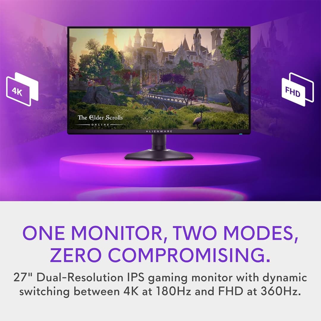 Dell Alienware AW2725QF 27" IPS Dual Refresh UHD 4K 165Hz / FHD 360Hz 0.5ms G-Sync Compatible Gaming Monitor - Image 4