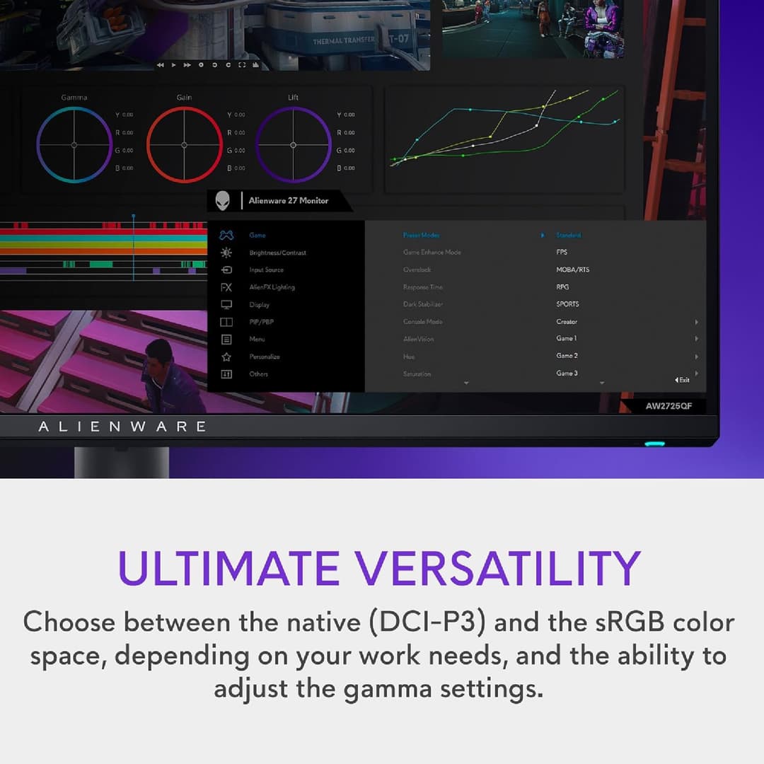 Dell Alienware AW2725QF 27" IPS Dual Refresh UHD 4K 165Hz / FHD 360Hz 0.5ms G-Sync Compatible Gaming Monitor - Image 10