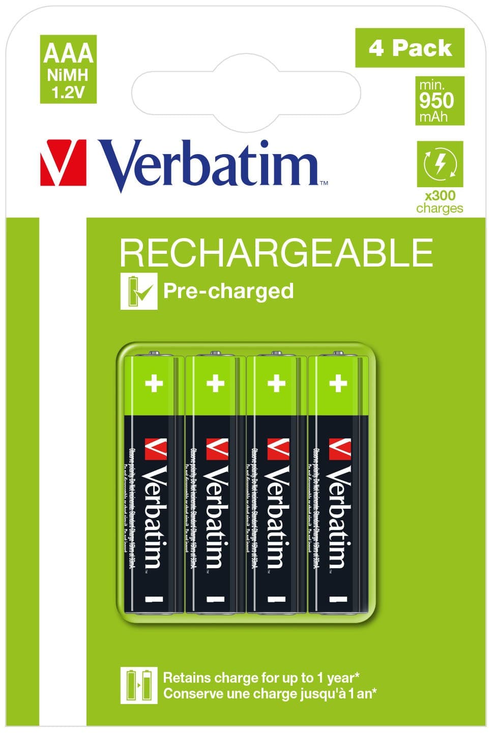 Verbatim 49514 household battery Rechargeable battery AAA Nickel-Metal Hydride (NiMH) - Image 1