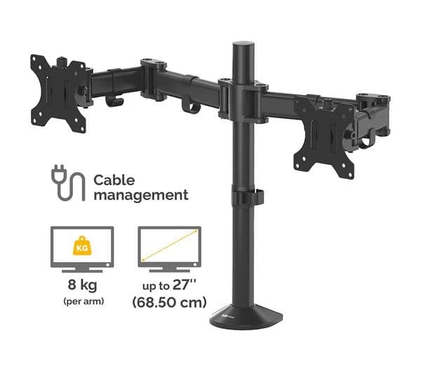 FELLOWES Reflex Dual Arm Tilt & Swivel 27" Monitor Desk Mount - Image 3