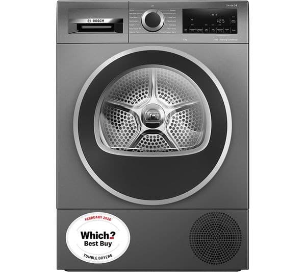 BOSCH Series 6 WQG245R2GB 9 kg Heat Pump Tumble Dryer - Graphite - Image 1