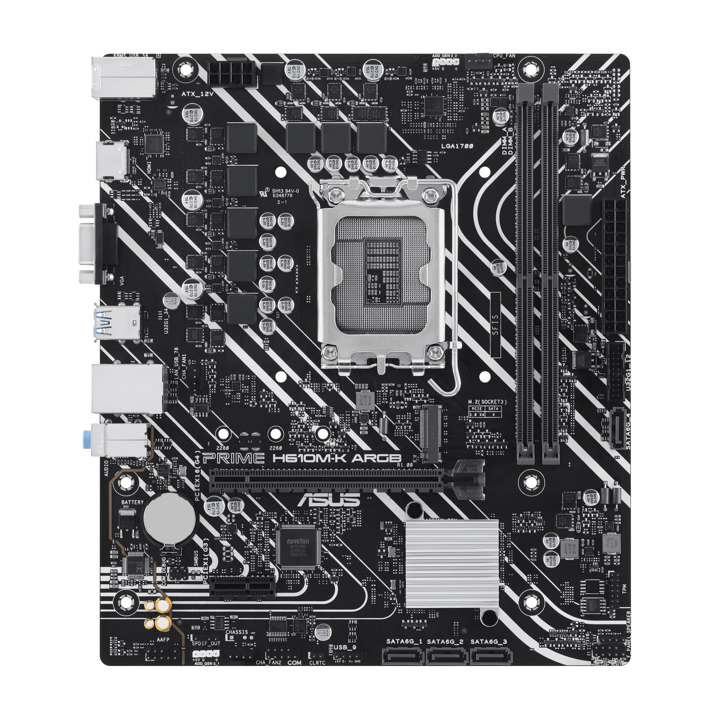 ASUS PRIME H610M-K ARGB Intel H610 LGA 1700 DDR5 micro ATX Motherboard - 90MB1G90-M0EAY0