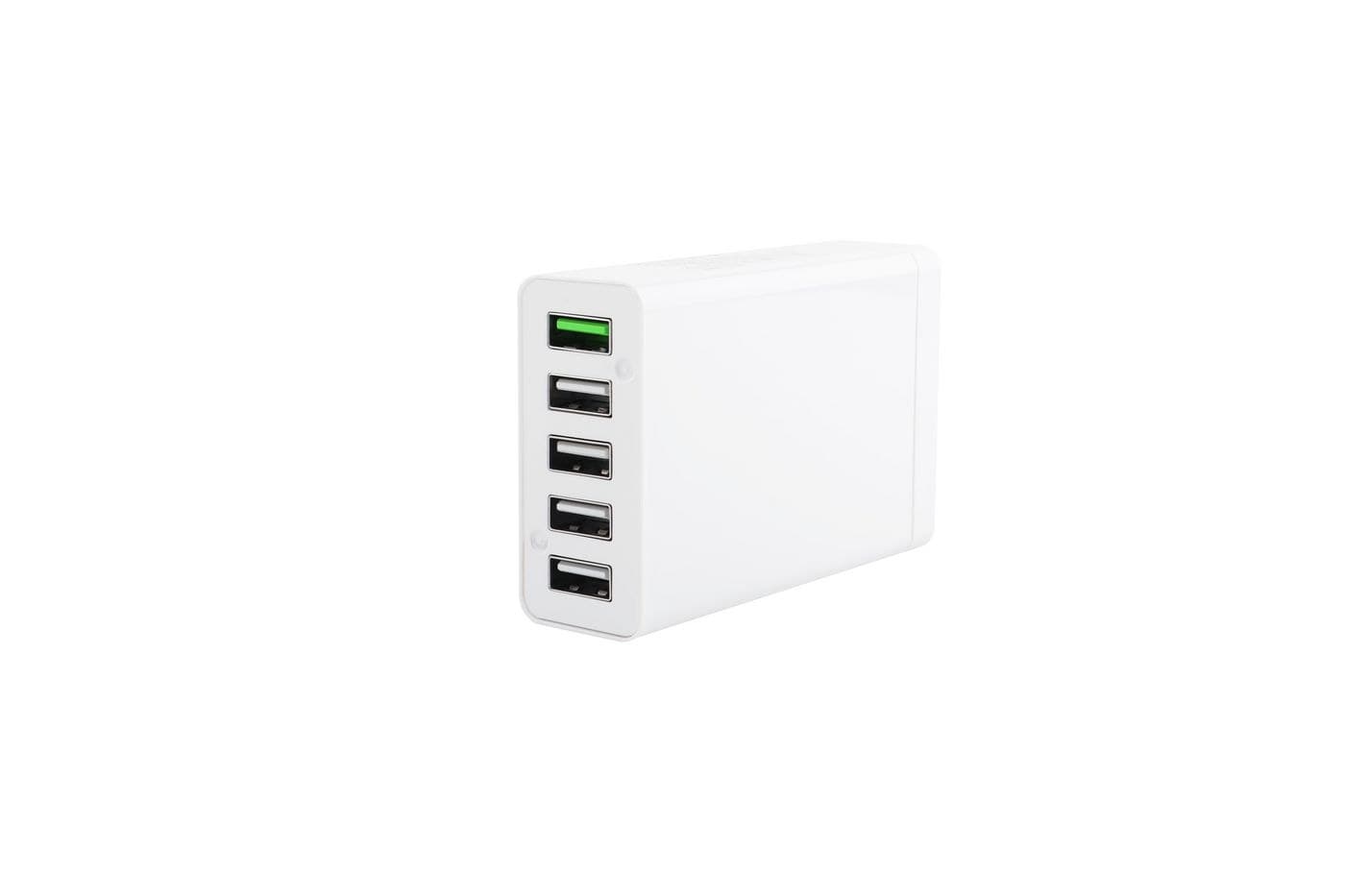 CoreParts MBXUSBA-AC0004 6-Port USB-A Charger, 5V 2.4A per Port, 8A 40W Total, Black, with 1.2m EU Power Cord