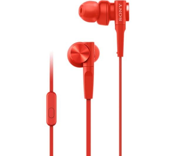 Sony MDR-XB55AP Extra Bass Wired In-Ear Earphones - Red - Image 1