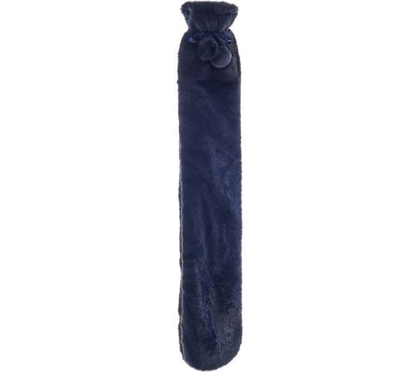 AROMA HOME Faux Fur Long Hot Water Bottle - Navy - Image 1