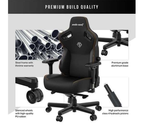 AndaSeat Kaiser 3 Premium Gaming Chair - XL, Elegant Black PVC Leather - Image 7