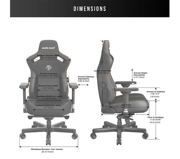 AndaSeat Kaiser 3 Premium Gaming Chair - XL, Elegant Black PVC Leather - Image 8