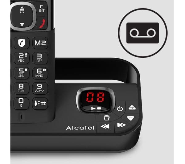 Alcatel F860 Voice ATL1427554 Cordless Phone with Answer Machine, Black - Quad Handsets - Image 2