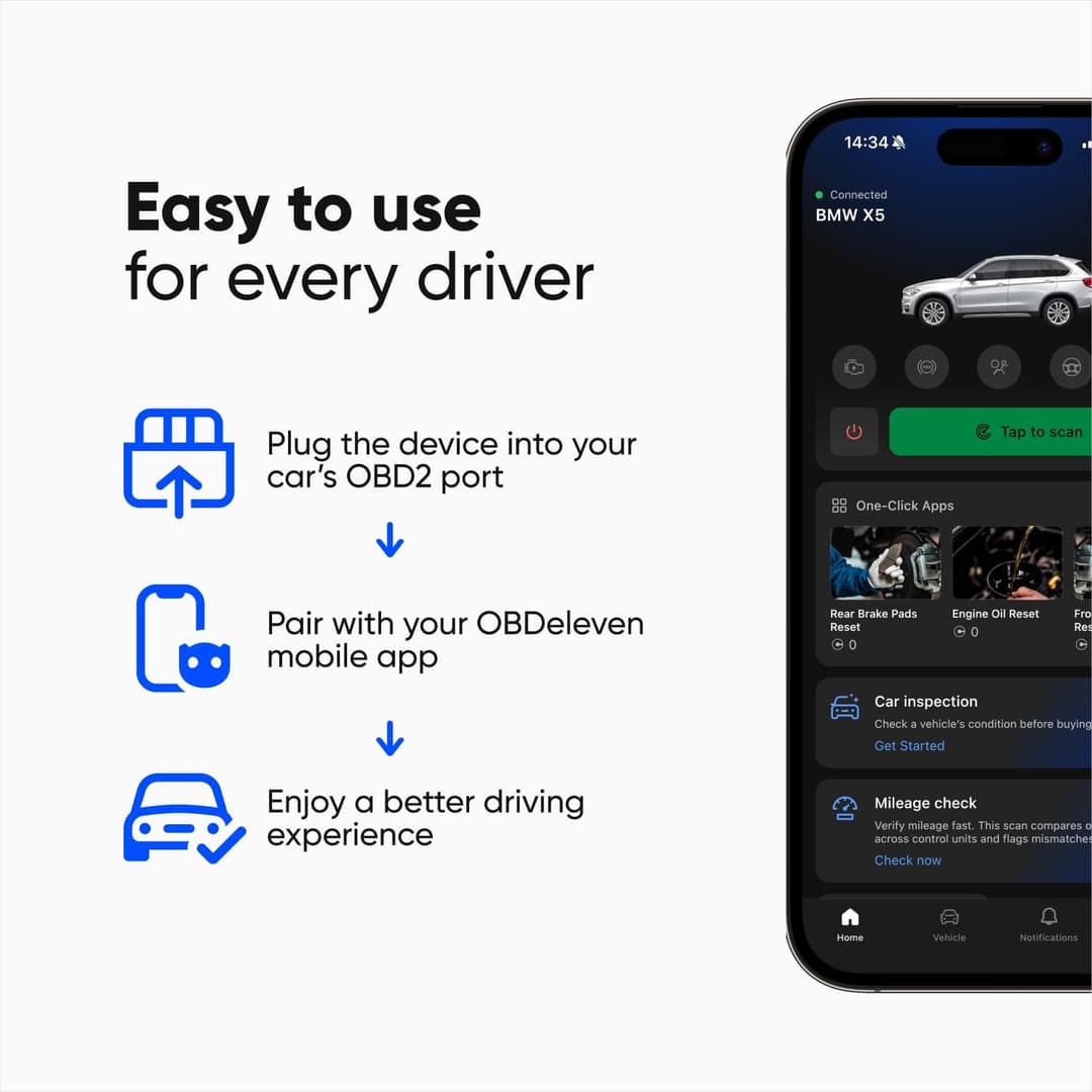 OBDeleven OBDeleven 3 Diagnostic Tool Scanner for Audi Seat Cupra Skoda Volkswagen BMW Mini Toyota Ford Mercedes-Benz - Android & iOS - Image 4