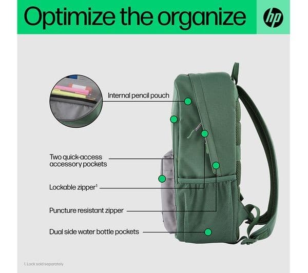 HP Campus 15.6” Laptop Backpack - Green - Image 4