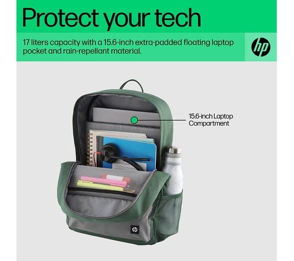 HP Campus 15.6” Laptop Backpack - Green - Image 5
