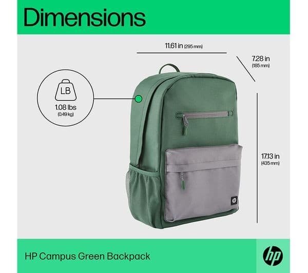 HP Campus 15.6” Laptop Backpack - Green - Image 6