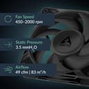 ARCTIC P12 Pro PST LN - 5 Pack - Low-Noise Premium Fan, 120 mm PWM Fan with Y-Cable Splitter, 450-2000 rpm, 0 rpm <5% PWM, Fluid Dynamic Bearing, 4-Pin - Black thumbnail 4