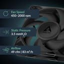 ARCTIC P12 Pro PST LN - 5 Pack - Low-Noise Premium Fan, 120 mm PWM Fan with Y-Cable Splitter, 450-2000 rpm, 0 rpm <5% PWM, Fluid Dynamic Bearing, 4-Pin - Black thumbnail 5