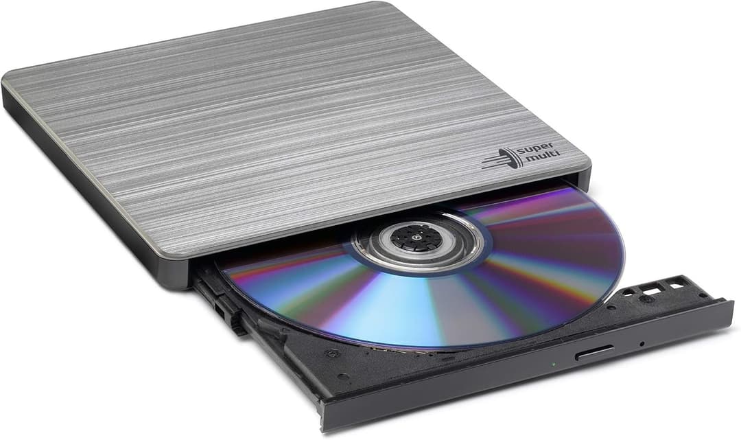 Hitachi-LG GP60 External DVD Drive Slim Portable DVD Writer USB 2.0 for Windows & Mac - Silver - Image 2