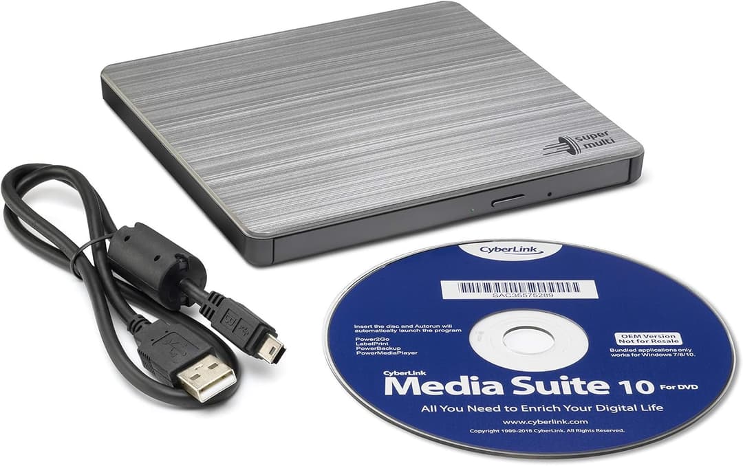 Hitachi-LG GP60 External DVD Drive Slim Portable DVD Writer USB 2.0 for Windows & Mac - Silver - Image 3
