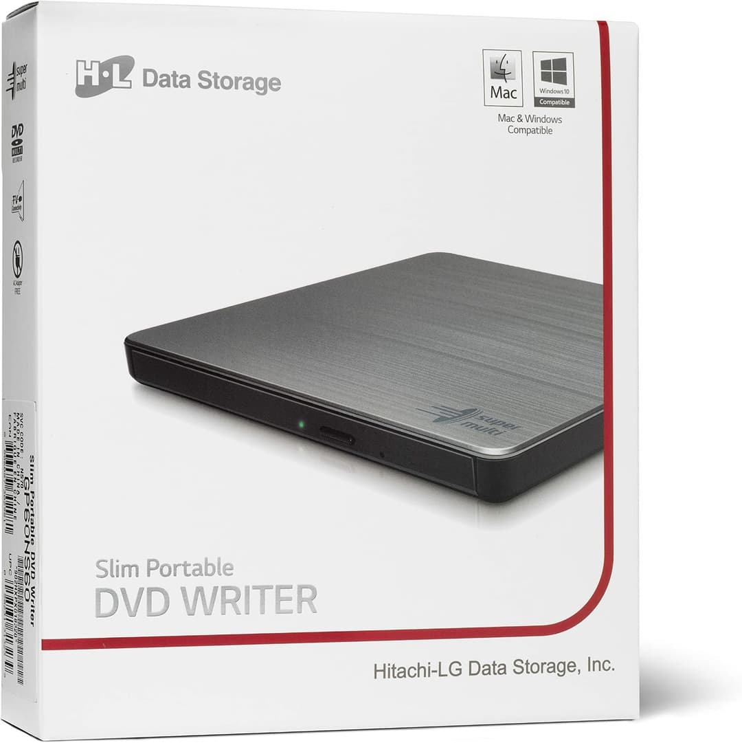 Hitachi-LG GP60 External DVD Drive Slim Portable DVD Writer USB 2.0 for Windows & Mac - Silver - Image 5