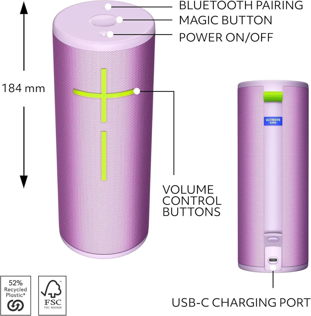 Ultimate Ears BOOM 4 Portable Waterproof Bluetooth Speaker Lilac - Image 2