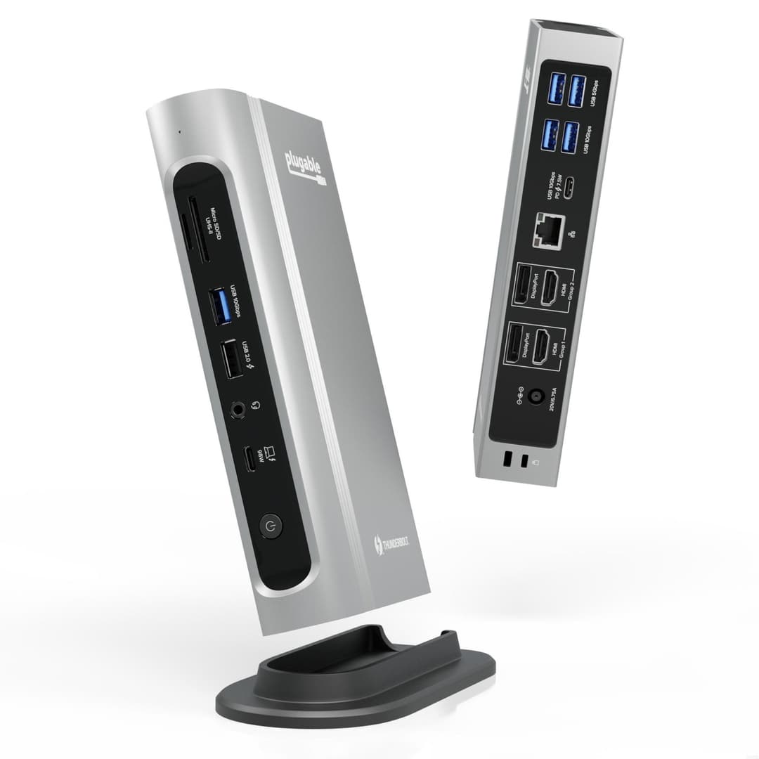Plugable Technologies 16-in-1 Thunderbolt 4 Dock with 100W Charging, 4K Quad Monitor Setup for Thunderbolt 4 Windows Laptops, Thunderbolt Certified Dock with 2x HDMI, 2x DisplayPort, 2.5G Ethernet, 7x USB, SD - Image 1