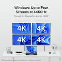 Plugable Technologies 16-in-1 Thunderbolt 4 Dock with 100W Charging, 4K Quad Monitor Setup for Thunderbolt 4 Windows Laptops, Thunderbolt Certified Dock with 2x HDMI, 2x DisplayPort, 2.5G Ethernet, 7x USB, SD thumbnail 3