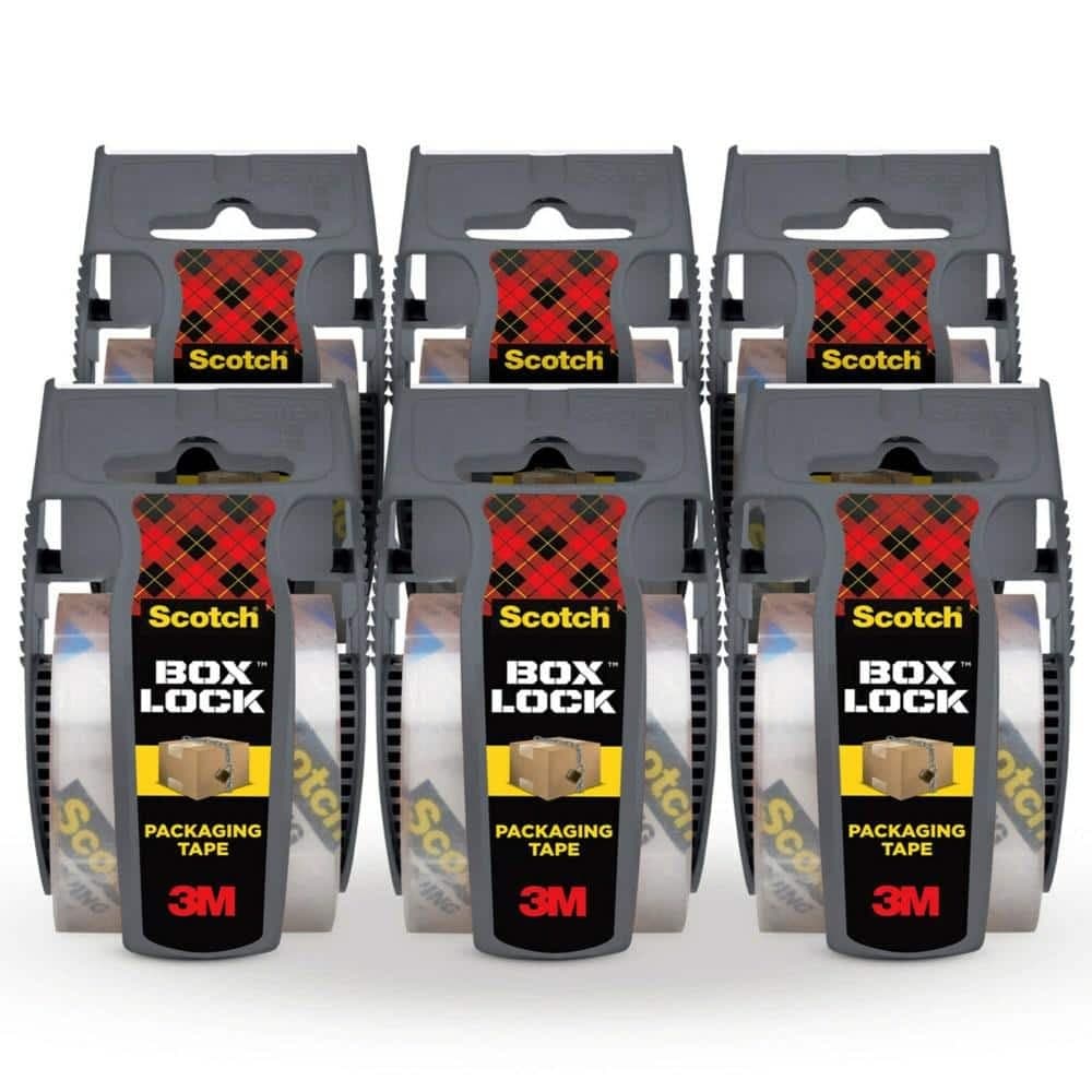 Scotch Box Lock Shipping Packaging Tape with Dispensers  Clear  1.88 in x 22.2 yds  6 Pack - Image 4