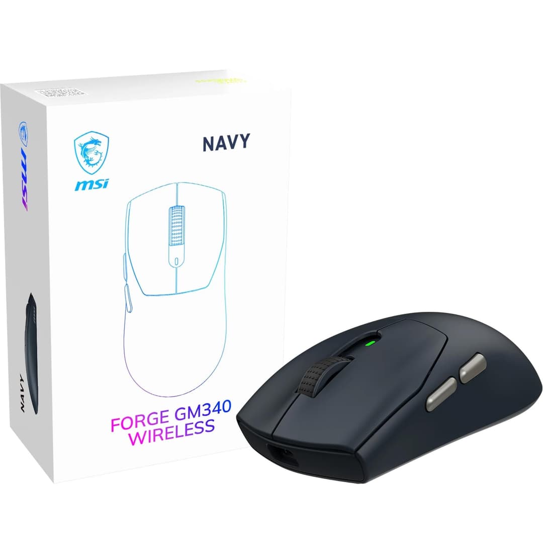 MSI FORGE GM340 Wireless Gaming Mouse, 12000 DPI, 2.4GHz + Bluetooth, 57g - Navy - Image 1