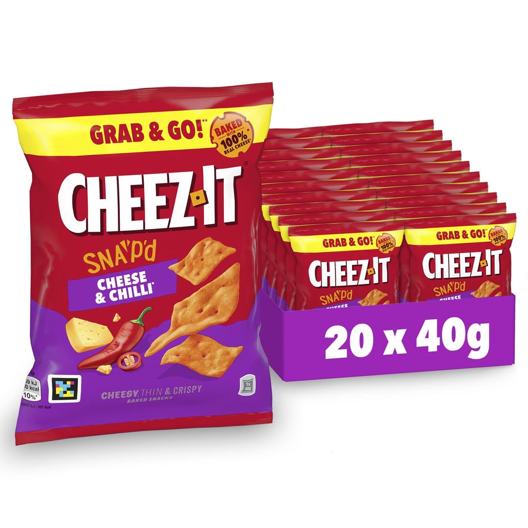 Cheez-It Snap'd Cheese & Chilli Baked Snacks, 100% Real Cheese, Cheesy, Thin & Crispy - Image 1