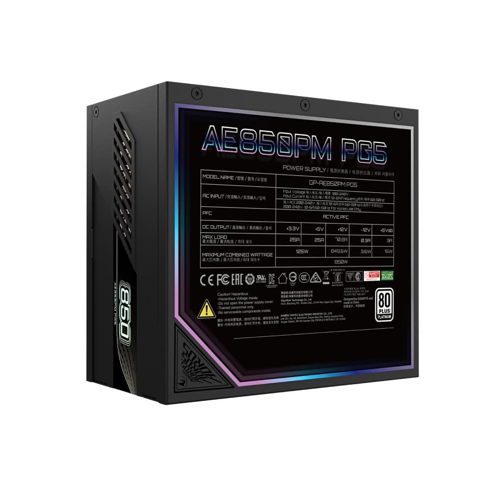 GIGABYTE AORUS ELITE P850W ATX 3.0 80+ Platinum PSU Power Supply - Image 5