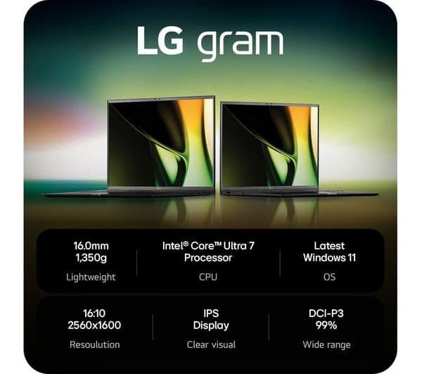 LG gram 17 17Z90S-G.AD79A1 17" Laptop - Intel® Core™ Ultra 7, 1 TB SSD, Dark Grey - Image 2