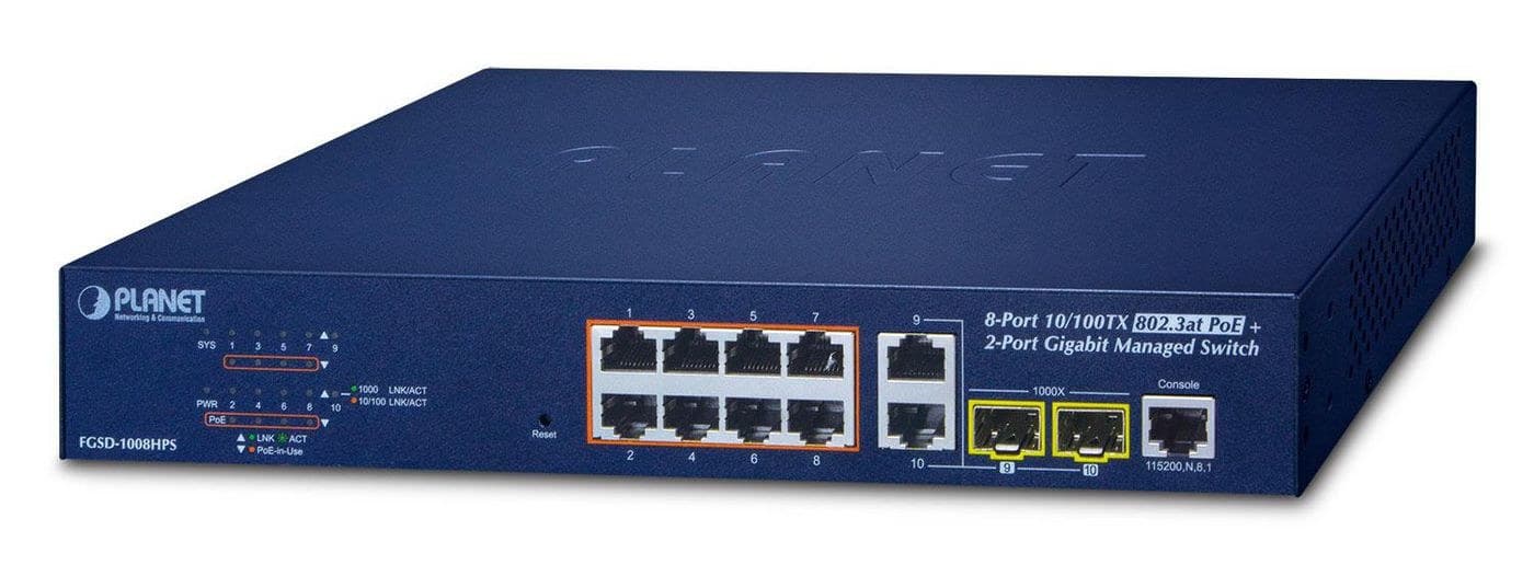 8-Port 10/100TX 802.3at High