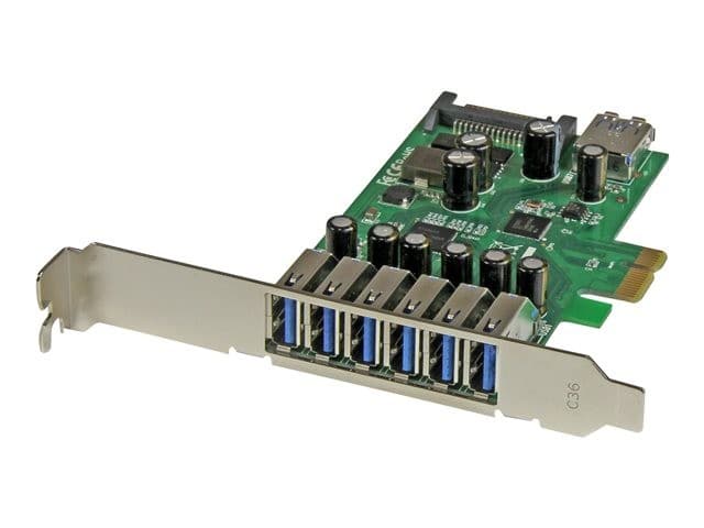StarTech.com 7 Port PCI Express USB 3.0 Card - Standard & Low-Profile - SATA Power - UASP Support - 1 Internal & 6 External USB 3.0 Ports (PEXUSB3S7) - USB adapter - PCIe 2.0 - Image 1