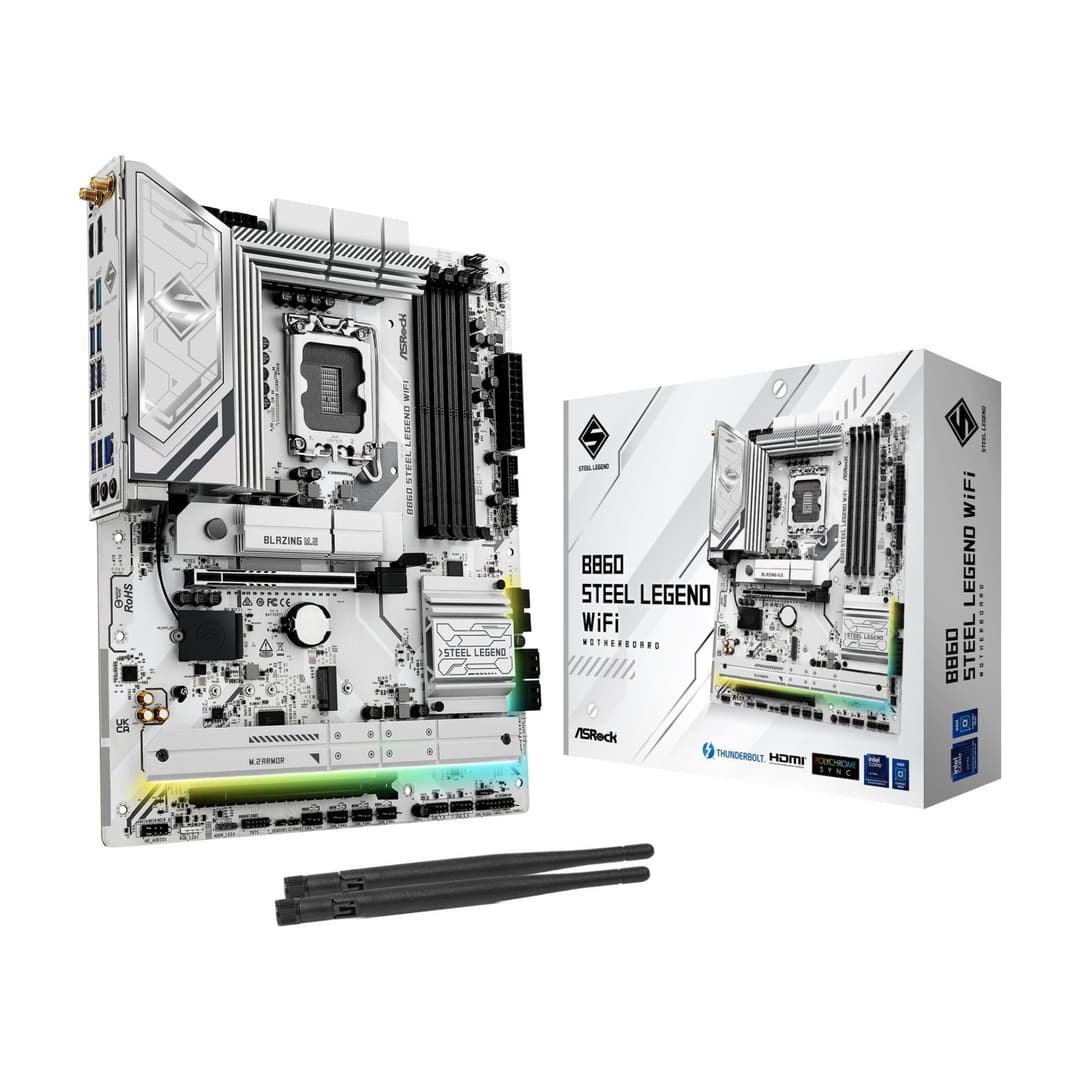Asrock B860 STEEL LEGEND WIFI Intel B860 DDR5 ATX Socket LGA 1851 Motherboard - B860 STEEL LEGEND WIFI - Image 1