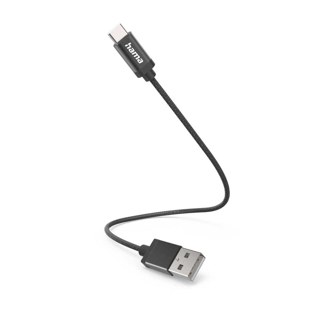 Hama USB 2.0 USB-A to USB-C Charging Cable 480 Mbit/s (00201600) - 0.2 m, Black - Image 1