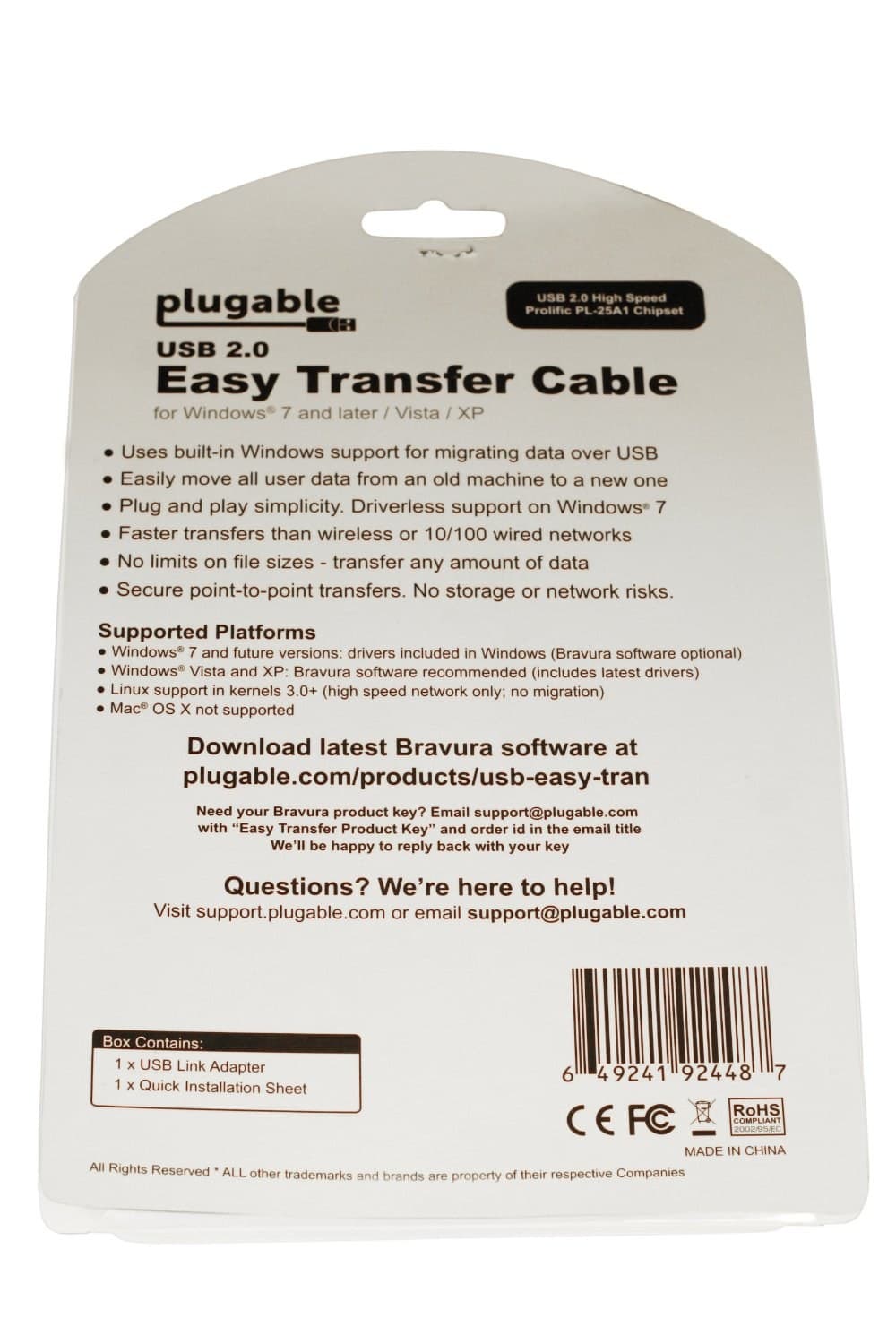 Plugable Technologies USB Transfer Cable, Unlimited Use, Transfer Data Between 2 Windows PC's, Compatible with Windows 11, 10, 7, XP, Bravura Easy Computer Sync Software Included - Image 3