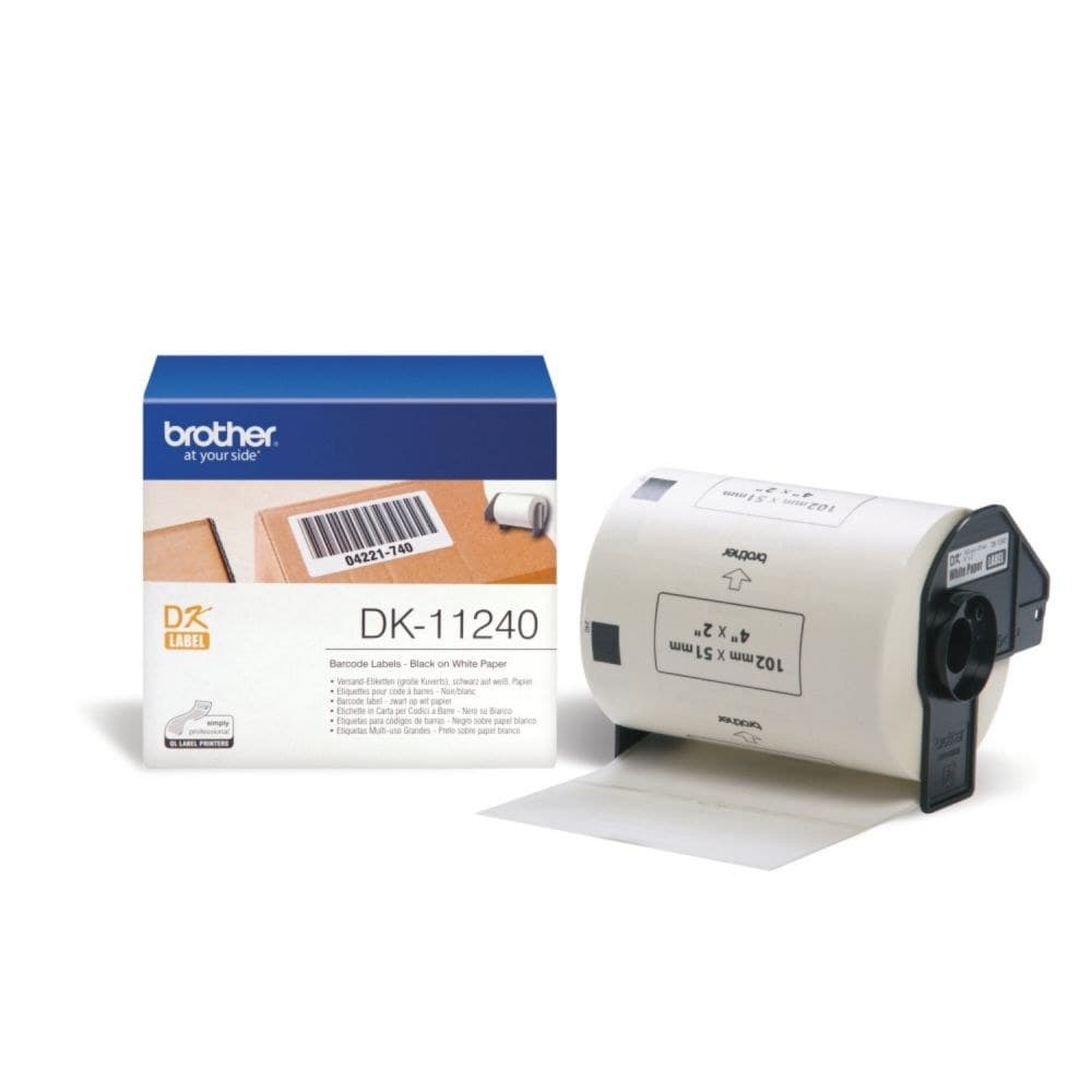 Brother DK11240 Barcode Labels 102 x 51mm - 600 Labels Per Roll, Black on White