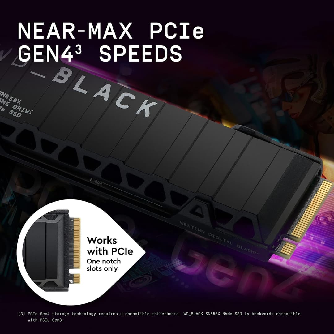 Western Digital Black SN850X with Heatsink M.2 2280 PCI Express 4.0 x4 NVMe Solid State Drive 1TB - Image 9