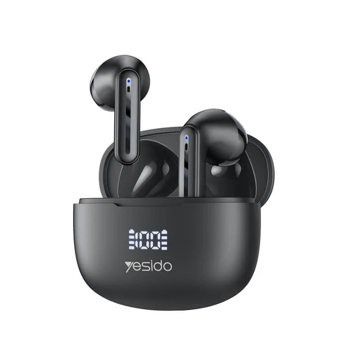 Yesido TWS19 Bluetooth 5.3 ENC Wireless Earbuds with LED Display - Black - Image 1